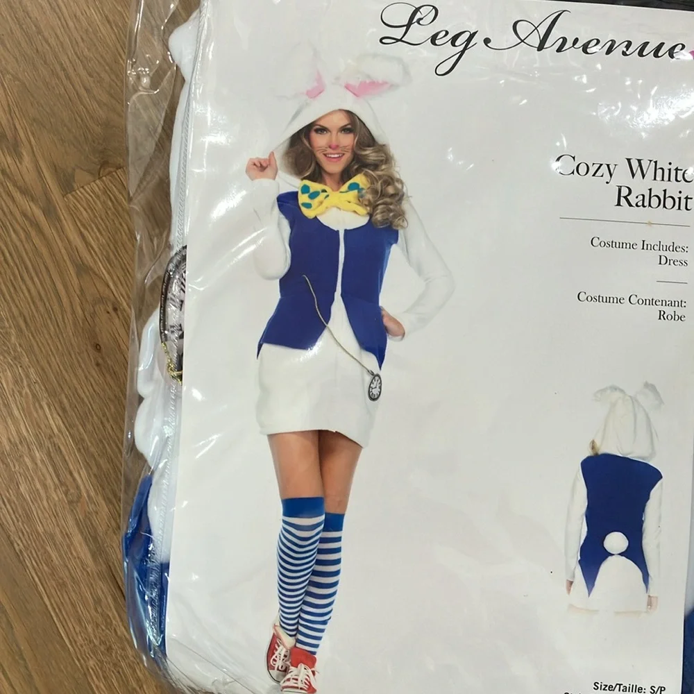 NWT Leg Avenue Women's Cozy White Rabbit Alice And Wonderland Dress Up Costume - Picture 4 of 6